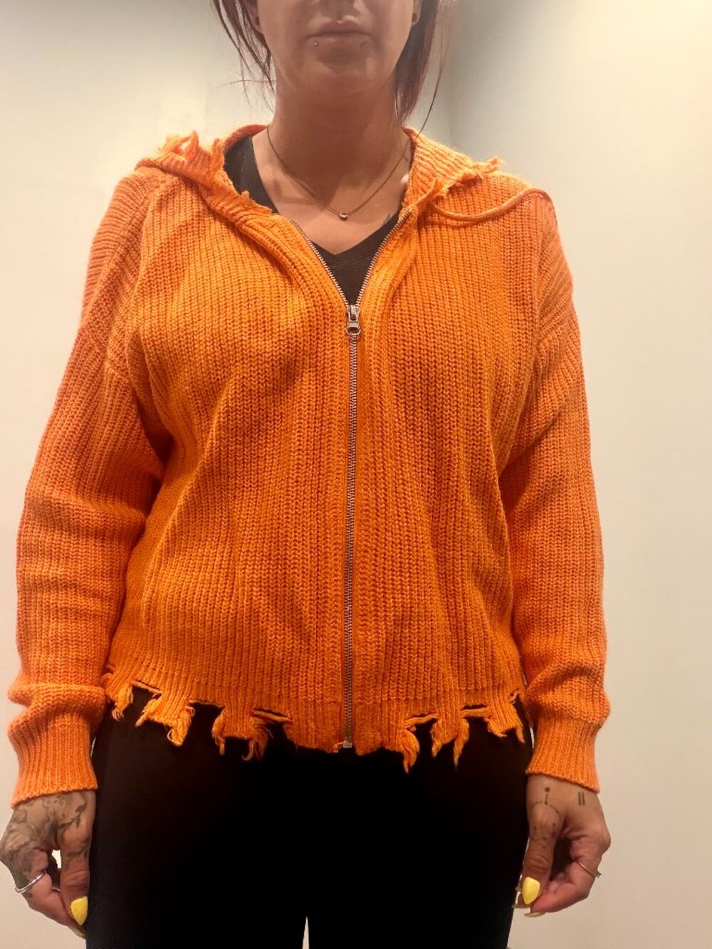Trendy Threads Orange 3X Women's 100% Acrylic Zip Up Sweater